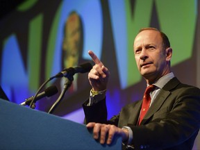 Henry Bolton, who has been elected as the new party leader of Britain's UK Independence Party speaks during the UKIP National Conference  in Torquay England Friday Sept. 29, 2017.
