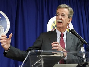 FILE - In this June 12, 2017 file photo, Maryland Attorney General Brian Frosh speaks during a news conference in Washington. A spokeswoman for Frosh says the state is suing the U.S. Environmental Protection Agency for failing to act on a petition requiring power plants in five upwind states to reduce pollution. (AP Photo/Alex Brandon, File)