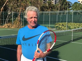Mike Belkin on court near his home in Key Biscayne, Florida.