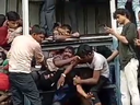 Screenshot of video showing people trapped on bridge after stampede in Mumbai