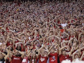 Nebraska fans wave their arms following a touchdown during the first half of an NCAA college football game against Arkansas State in Lincoln, Neb., Saturday, Sept. 2, 2017. (AP Photo/Nati Harnik)