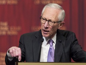 FILE - In this Oct. 17, 2016 file photo, Stanley Fischer, vice chairman of the Federal Reserve board of governors, speaks to the Economic Club of New York. Fischer will resign in Oct. 2017 for personal reasons, leaving a fourth vacancy on the seven-member Fed governing board. Fischer, 73, has been a member of the Board since May 2014.   (AP Photo/Mark Lennihan, File)