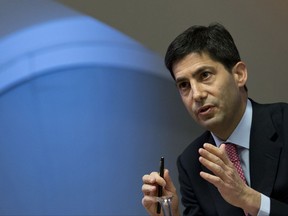 FILE - In this Thursday, Dec., 11, 2014, file photo, Kevin Warsh speaks to the media about his report on transparency at the Bank of England, in London. President Donald Trump has met with Warsh as part of the process of interviewing candidates for the top job at the Federal Reserve. A White House official says Trump and Treasury Secretary Steven Mnuchin met with Warsh, a former member of the Fed's seven-member board, on Thursday, Sept. 28, 2017. (AP Photo/Alastair Grant, Pool, File)