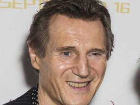 FILE - In this Sept. 13, 2016 file photo, actor Liam Neeson appears at the premiere of the film "Hunt For The Wilderpeople" in London. Neeson says he's finished making thrillers. In an interview, he said that while "they're still throwing serious money at me" to do films in the mold of "Taken," he plans to stop. The 65-year-old actor says he's too old for those films and that audiences will eventually not buy him as an action hero. (Photo by Vianney Le Caer/Invision/AP, File)