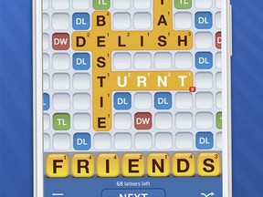 This image released by Zynga shows the Words With Friends app. Game developer Zynga said Tuesday, Sept. 19, 2017, that it is adding 50,000 internet slag words, including BFF, fitspo (fitness inspiration), delish, FOMO (fear of missing out), hangry (hungry and angry), kween, smize, TFW (that feel when), turnt, werk, yas _ as well as bae and bestie. (Zynga via AP)