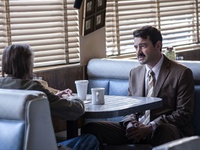 This image released by Magnolia Pictures shows Harry Dean Stanton, left, and Ron Livingston in a scene from "Lucky." (Magnolia Pictures via AP)