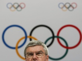 FILE - In this Aug. 3, 2015 file photo, International Olympic Committee President Thomas Bach speaks at a press conference after the 128th IOC session in Kuala Lumpur, Malaysia. After a debacle in Boston, the U.S. Olympic Committee turned to Los Angeles to host the Olympics. That city commissioned a poll showing 88 percent of its residents supported bringing the Olympics back to Southern California. That overarching public support has been a cornerstone of the city's bid, even though there are questions about whether anyone in Los Angeles is all that excited about an event that is still 11 years away. (AP Photo/Joshua Paul, File)