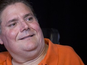 In this Tuesday, Sept. 19, 2017 photo,  Marc Buoniconti talks during an interview in New York. Buoniconti wants to see youth football banned. A former college player who was paralyzed during a game and now a spokesman for the Miami Project, Buoniconti believes children's brains are put in jeopardy with every hit.  (AP Photo/Mark Lennihan)