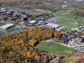 This October 2015 photo shows the campus of Rochester Institute of Technology in Rochester, N.Y. The western New York university has apologized after being criticized for a slide shown during a student orientation session that suggested masturbation as a deterrent to sexual assault. (Max Schulte/Democrat & Chronicle via AP)