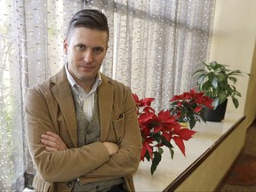 FILE – In this Dec. 6, 2016, file photo, white nationalist Richard Spencer poses between interviews in College Station, Texas. A University of Cincinnati spokesman said Thursday, Sept. 28, 2017, that the school was assessing "safety and logistical considerations" in considering Spencer's request to speak there, WCPO-TV reports, after Ohio State University and other colleges rejected similar requests. (AP Photo/David J. Phillip, File)