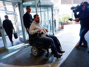 Witness Andrew Olivier arrives on the second day in the Election Act bribery trial in Sudbury, Ont.