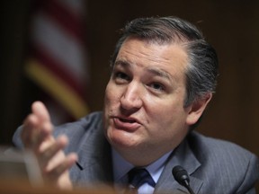 FILE - In this Sept. 6, 2017, file photo, Senate Judiciary Committee member Sen. Ted Cruz, R-Texas, speaks during the committee's hearing on Capitol Hill in Washington. Cruz's Twitter account briefly liked a hardcore pornography video on Monday, Sept. 11, 2017. His spokeswoman, Catherine Black, later said the offensive tweet was removed by Cruz's staff. (AP Photo/Manuel Balce Ceneta, File)