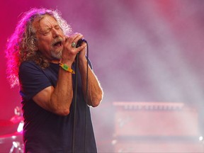 FILE - In this  June 14, 2015, file photo, Robert Plant and The Sensational Space Shifters perform at the Bonnaroo Music and Arts Festival in Manchester, Tenn. Plant announced his 2018 North American tour on Sept. 26, 2017. (Photo by Wade Payne/Invision/AP, File)