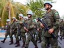 Brazilian soldiers parade in a ceremony marking the end of their United Nations peacekeeping tour in Haiti, Aug. 31, 2017. The UN is anxious for Canada to commit troops to a peacekeeping mission.