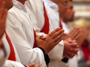 New priests at the Freisinger Dom cathedral on June 29, 2013 in Freising, Germany