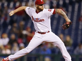 Philadelphia Phillies starting pitcher Ben Lively throws in the first inning of a baseball game against the New York Mets, Friday, Sept. 29, 2017, in Philadelphia. (AP Photo/Laurence Kesterson)