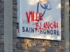 Mayor Bruno Tremblay says he's called the police after a fifth incident of hateful graffiti in his town