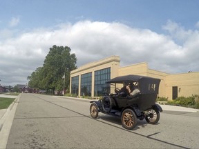 In this Aug. 31, 2017 photo, a student driver operates a Model T on the grounds of the Gilmore Car Museum in Hickory Corners, Mich. More than 500 people this year learned how to drive the historic Ford car at a one-day, four-hour course offered by the museum near Kalamazoo. (AP Photo/Mike Householder)