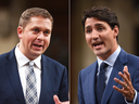 The Conservatives, lead by Andrew Scheer, right, have been going full out against Justin Trudeau's planned tax reforms targeting wealthy Candians.