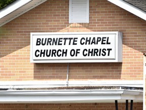 Police tape lines the scene at the Burnette Chapel Church of Christ after a deadly shooting at the church on Sunday, Sept. 24, 2017, in Antioch, Tenn. (Andrew Nelles/The Tennessean via AP)