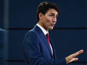 The Prime Minister Justin Trudeau speaks at a news conference in Ottawa on Tuesday Sept. 19, 2017.