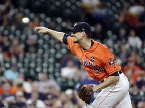 Houston Astros starting pitcher Charlie Morton throws against the Seattle Mariners during the first inning of a baseball game Friday, Sept. 15, 2017, in Houston. (AP Photo/David J. Phillip)
