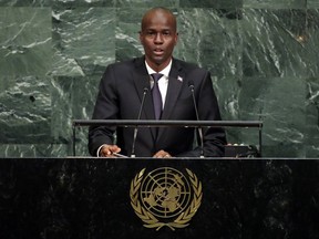President Jovenel Moise of Haiti addresses the United Nations General Assembly, at U.N. headquarters, Thursday, Sept. 21, 2017. (AP Photo/Richard Drew)