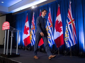 Prime Minister Justin Trudeau leaves a news conference after a Liberal caucus retreat in Kelowna, B.C., on Thursday September 7, 2017. THE CANADIAN PRESS/Darryl Dyck