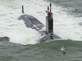 Virginia-class submarine USS John Warner. Soon all Virginia-class submarines will be retrofitted with Xbox controllers to work the periscope.