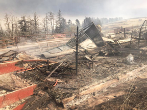 Fire damage to the Rocking Heart Ranch just outside Waterton Lakes National Park.