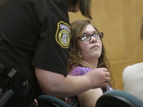 FILE - In this Feb. 20, 2017 file photo, Anissa Weier, appears in court in Waukesha, Wis. A jury is set to begin Monday, Sept. 11, deciding whether Weier, one of two girls accused of trying to sacrifice a classmate to please the horror character Slender Man was mentally ill during the incident. The victim, Payton Leutner was stabbed 19 times in May 2014. All three girls were 12 years old at the time. Leutner survived her wounds, and Weier and her friend, Morgan Geyser were captured later that same day. (Michael Sears/Milwaukee Journal-Sentinel via AP, Pool, File)