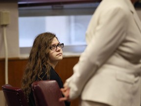 Anissa Weier listens as her attorney Maura McMahon questions a witness Thursday, Sept. 14, 2017, in Waukesha County Court, Waukesha County, Wis.