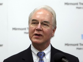 FILE - In this Sept. 15, 2017, photo, Health and Human Services Secretary Tom Price speaks at the Mirmont Treatment Center in Media, Pa. Federal investigators say they are reviewing Health and Human Services Secretary Tom Price's recent use of costly charter flights on official business to see if it complied with government travel regulations. The inspector general's office for HHS confirmed the review on Sept. 22. AP Photo/Jacqueline Larma, File)
