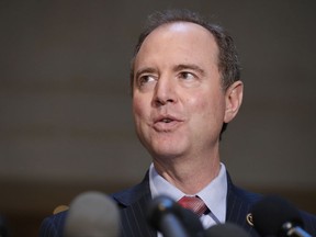 FILE - In this June 6, 2017, file photo, Rep. Adam Schiff, D-Calif., ranking member of the House Intelligence Committee, speaks after a closed meeting on Capitol Hill in Washington. Hundreds of fake Facebook accounts, probably run from Russia, spent about $100,000 on ads aimed at stirring up divisive issues such as gun control and race relations during the 2016 U.S. presidential election, the social network said Sept. 6, 2017. Schiff said Facebook's disclosure confirmed what many lawmakers investigating Russian interference in the U.S. election had long suspected. (AP Photo/Alex Brandon, File)