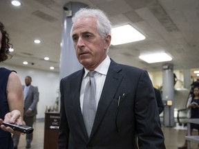 In this Sept. 26, 2017, photo, Sen. Bob Corker, R-Tenn., chairman of the Senate Foreign Relations Committee, talks at the Capitol in Washington. Republicans face a big problem following the collapse of their latest push to repeal the Obama health care law: Their own voters are angry and don't trust them. "If I'm a voter in wherever and somebody says, 'We're going to come back to health care,' would I be skeptical? Sure," said Corker, who's retiring rather than seek a third term next year. (AP Photo/J. Scott Applewhite)