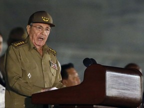 FILE - In this Nov. 29, 2016, file photo, Cuba President Raul Castro speaks during a rally in Havana, Cuba. Raul Castro appeared as alarmed as the Americans. The United States, his nation's sworn enemy until recently, was demanding urgent answers about a spate of U.S. diplomats harmed in Havana. There was talk of futuristic "sonic attacks" and the subtle threat of repercussions. What the Cuban president did next surprised Washington. Castro sought out Jeffrey DeLaurentis, then the top American diplomat in Havana. In a rare face-to-face conversation, Castro personally denied any responsibility and told DeLaurentis he was equally befuddled, several U.S. officials familiar with the exchange told The Associated Press.(AP Photo/Ricardo Mazalan, File)