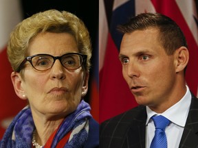 Ontario Premier Kathleen Wynne and Progressive Conservative leader Patrick Brown