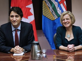 Prime Minister Justin Trudeau and Alberta Premier Rachel Notley meet with oil and gas producers at the Harry Hays Building in Calgary.