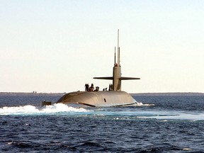 The USS Florida sails  during "Giant Shadow," a Naval Sea Systems Command/Naval Submarine Forces exercise to test the capabilities of the Navy's future guided missile submarines January 22, 2003 off the coast of the Bahamas.