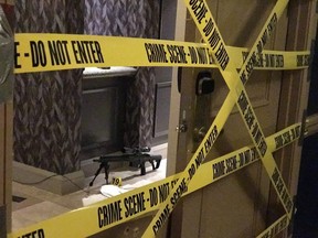Scenes from inside the Mandalay Bay Resort and Casino on the Las Vegas Strip. Caution tape line the doors of the gunman's suite on the 32nd floor of the hotel. Fifty-eight people were killed and 515 others injured after a gunman opened fire on Oct. 1 at night during a country music festival.