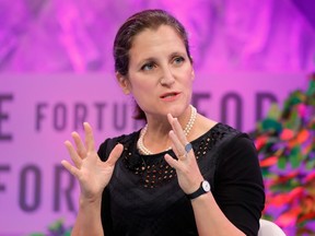 Minister of Foreign Affairs Chrystia Freeland speaks onstage at the Fortune Most Powerful Women Summit - Day 2 on October 10, 2017 in Washington, DC.