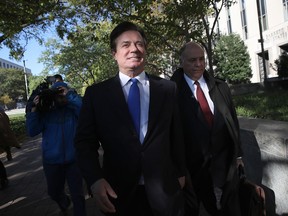 Former campaign manager for U.S. President Donald Trump, Paul Manafort, leaves U.S. District Court after pleading not guilty following his indictment on federal charges on October 30, 2017 in Washington, DC.