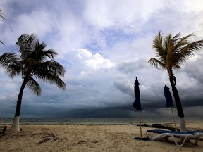 View of the beach before the arrival of tropical storm Nate, in Cancun, Quintana Roo state, Mexico on October 6, 2017.