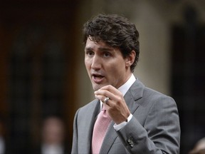 Prime Minister Justin Trudeau rises during question period in the House of Commons on Parliament Hill in Ottawa on Wednesday, Oct.4, 2017. THE CANADIAN PRESS/Adrian Wyld