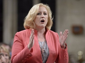Conservative MP Lisa Raitt rises during question period in the House of Commons on Parliament Hill in Ottawa on Wednesday, Oct.4, 2017. THE CANADIAN PRESS/Adrian Wyld