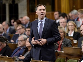 Minister of Finance Bill Morneau announces the government's economic update during Question Period on Parliament Hill, in Ottawa on Thursday, October 19, 2017. THE CANADIAN PRESS/Adrian Wyld