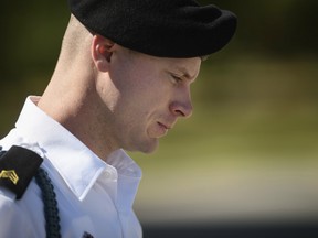Army Sgt. Bowe Bergdahl leaves a motions hearing during a lunch break on Wednesday, Sept. 27, 2017, in Fort Bragg, N.C.