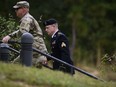 Sgt. Bowe Bergdahl, right, arrives for a motions hearing on Monday, Oct.16, 2017, in Fort Bragg.
