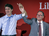 Prime Minister Justin Trudeau with Richard Hébert, Liberal candidate for Lac-Saint-Jean, at a campaign event last week. Hébert won the riding with a decisive victory on Monday.
