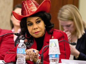 In this Nov. 18, 2015 file photo, House Education and the Workforce Committee member Rep. Frederica Wilson, D-Fla., attends a conference of House and Senate negotiators try to resolve competing versions of a rewrite to the No Child Left Behind education law, on Capitol Hill in Washington. Wilson says she was in the car with the widow of a slain soldier when she overheard President Donald Trump telling her in a phone conversation that he "knew what he signed up for." (AP Photo/Jacquelyn Martin, File)